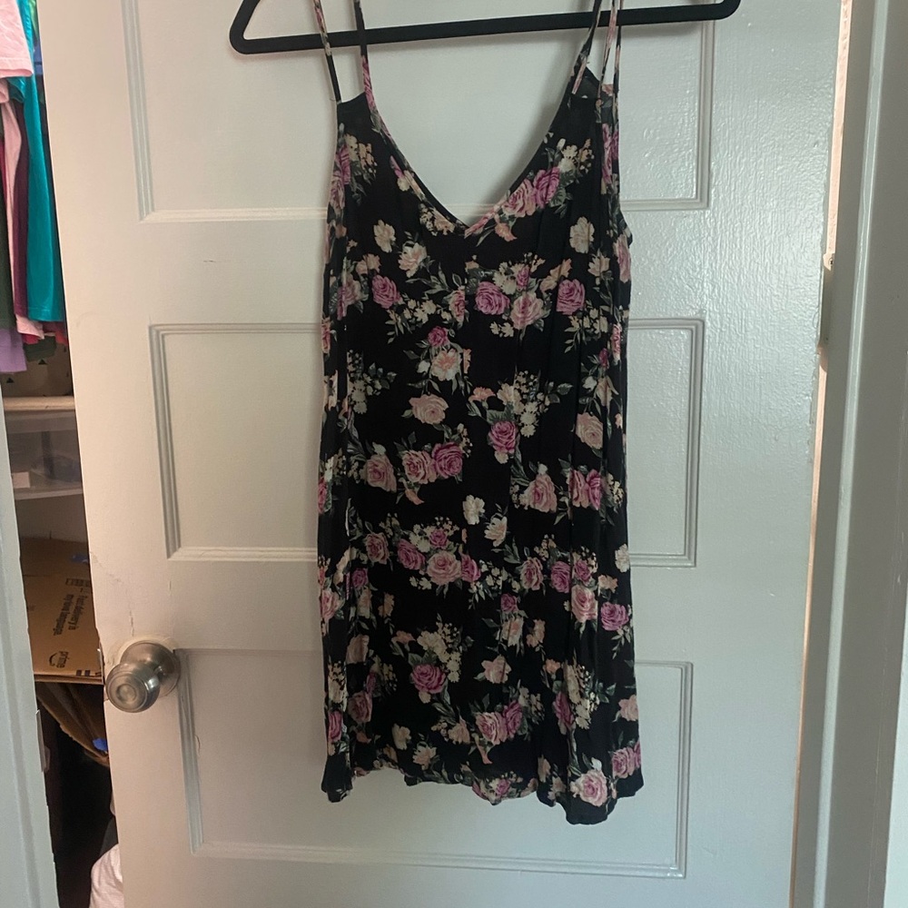 Forever 21 Floral Black and Pink Dress